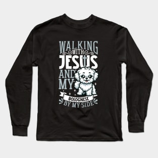 Jesus and dog - Bolognese dog Long Sleeve T-Shirt